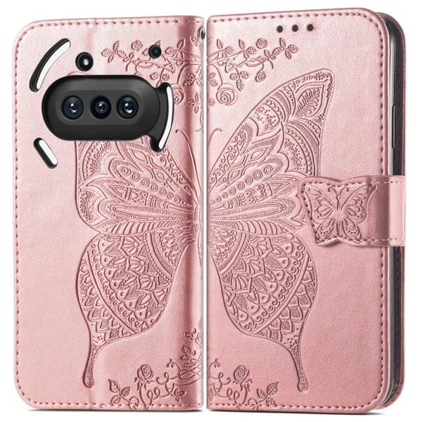 SKALO Nothing Phone (3a) 5G Mandala Butterfly Lompakkokotelo - Ruusukulta