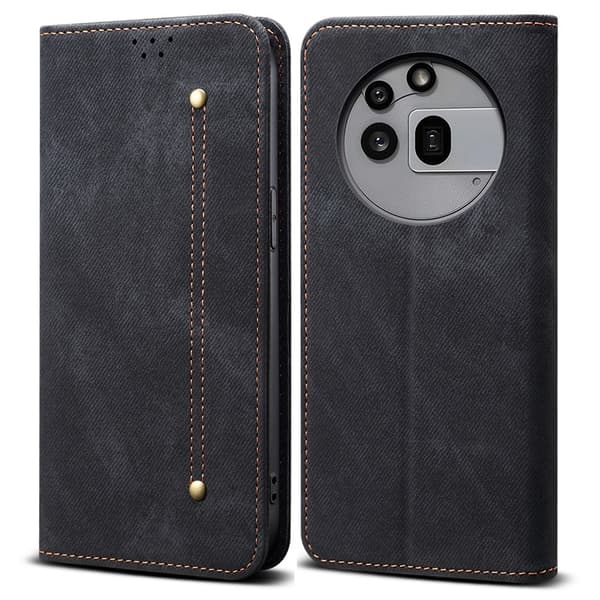 SKALO Nothing Phone (3a) Pro 5G Jeans Plånboksfodral - Svart
