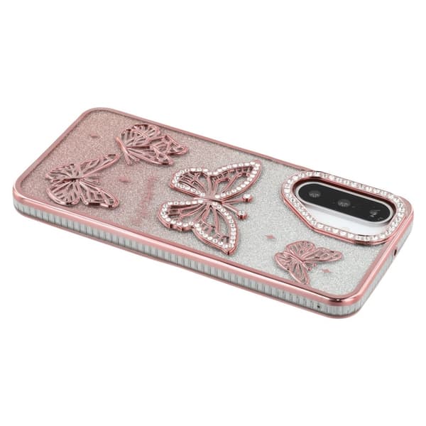 SKALO Samsung A26 5G Butterfly Rhinestones Cover - Pink