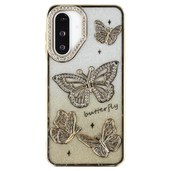 SKALO Samsung A26 5G Butterfly Rhinestones Skal - Guld
