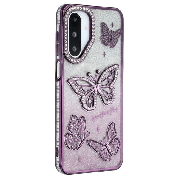 SKALO Samsung A26 5G Butterfly Rhinestones Cover - Lilla