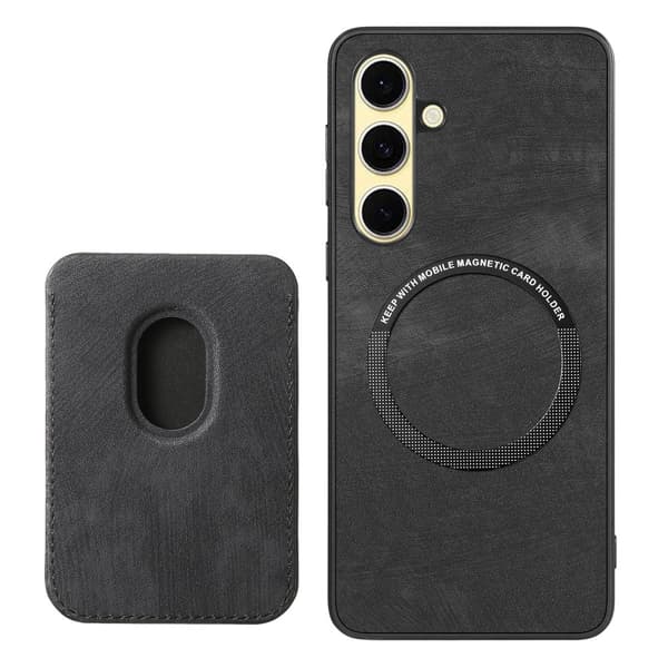 SKALO Samsung A26 5G PU-Läder Magnetisk Korthållare Skal - Svart