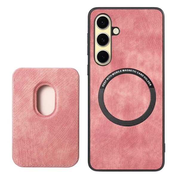 SKALO Samsung A26 5G PU-læder magnetisk kortholder Cover - Pink