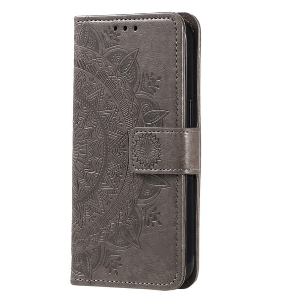 SKALO Samsung A26 5G Mandala Lompakkokotelo - Harmaa