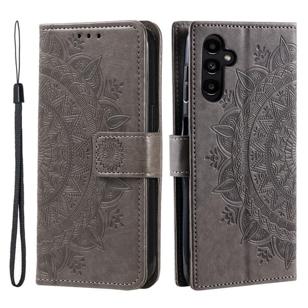 SKALO Samsung A26 5G Mandala Lompakkokotelo - Harmaa