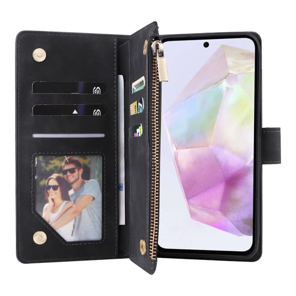 SKALO Samsung A26 5G Zipper PU-læder Flip Cover - Sort