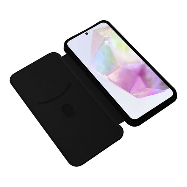 SKALO Samsung A26 5G Carbon Fiber Flip Cover - Sort