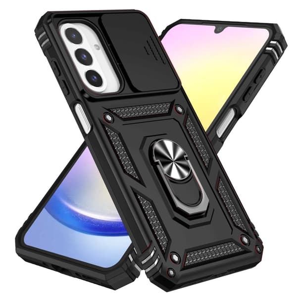 SKALO Samsung A26 5G Armor Metalring Kameraskyder Cover - Sort
