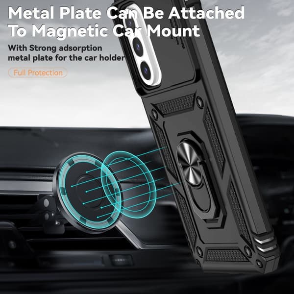 SKALO Samsung A26 5G Armor Metalring Kameraskyder Cover - Sort