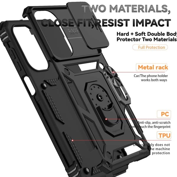 SKALO Samsung A26 5G Armor Metalring Kameraskyder Cover - Sort