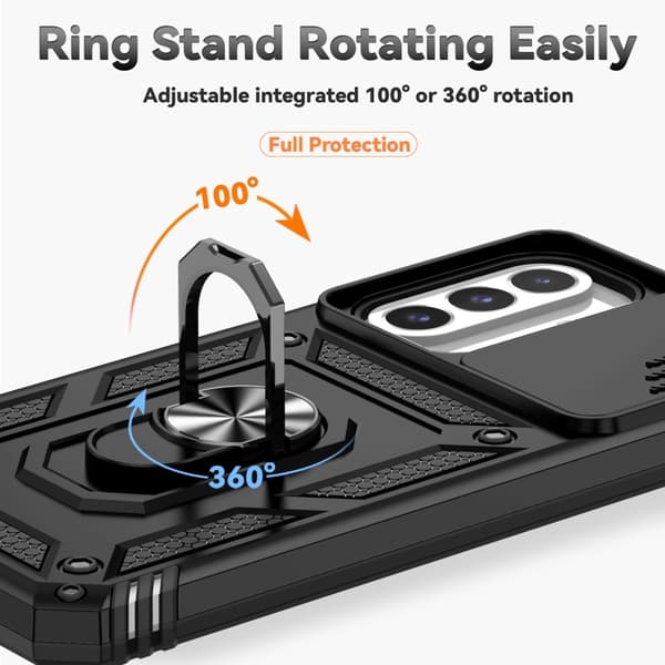SKALO Samsung A26 5G Armor Metalring Kameraskyder Cover - Sort