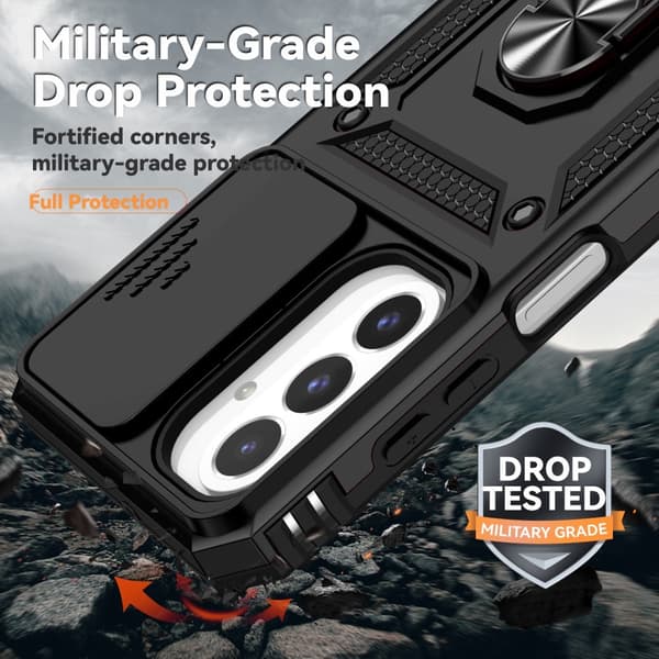 SKALO Samsung A26 5G Armor Metalring Kameraskyder Cover - Sort