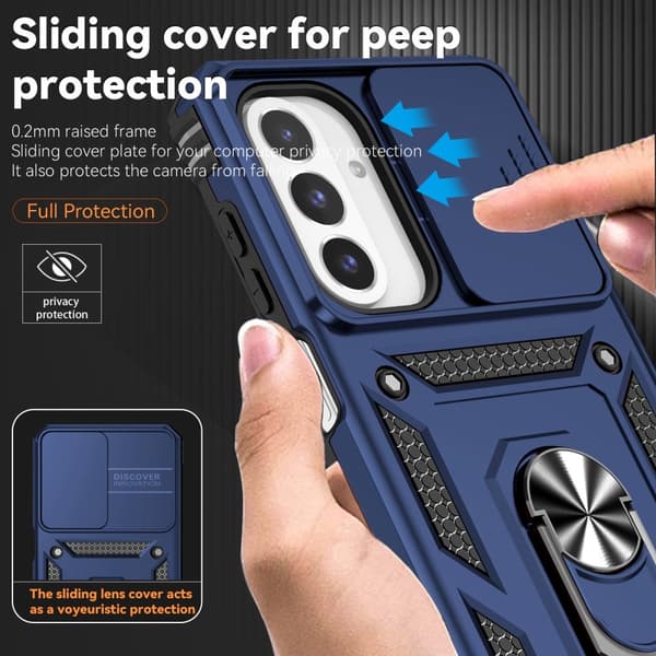 SKALO Samsung A26 5G Armor Metalring Kameraskyder Cover - Blå