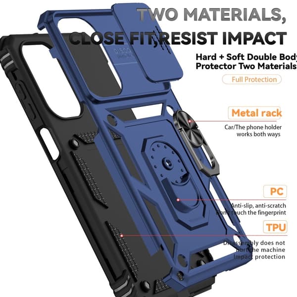 SKALO Samsung A26 5G Armor Metalring Kameraskyder Cover - Blå