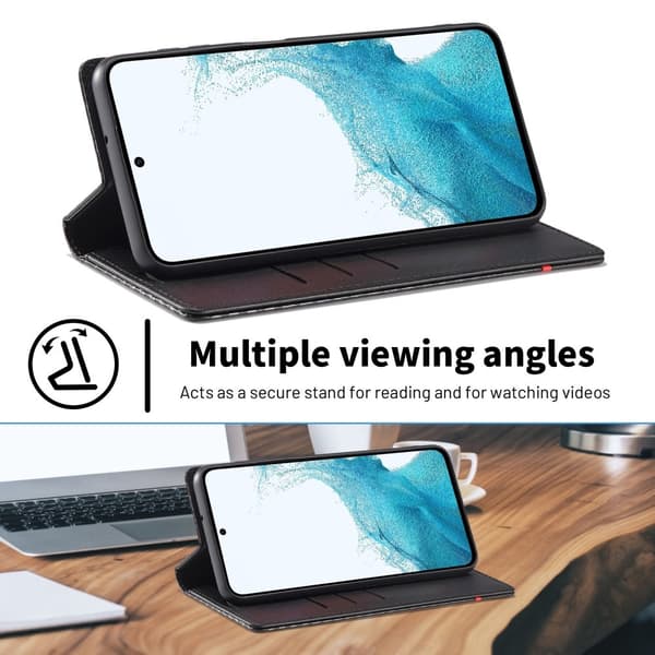 SKALO Samsung A26 5G LC.IMEEKE Carbon Fiber Flip Cover - Sort