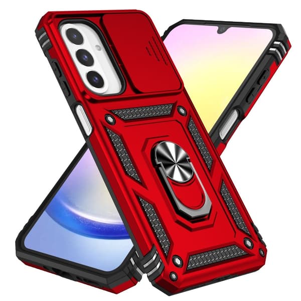 SKALO Samsung A26 5G Armor Metalring Kameraskyder Cover - Rød