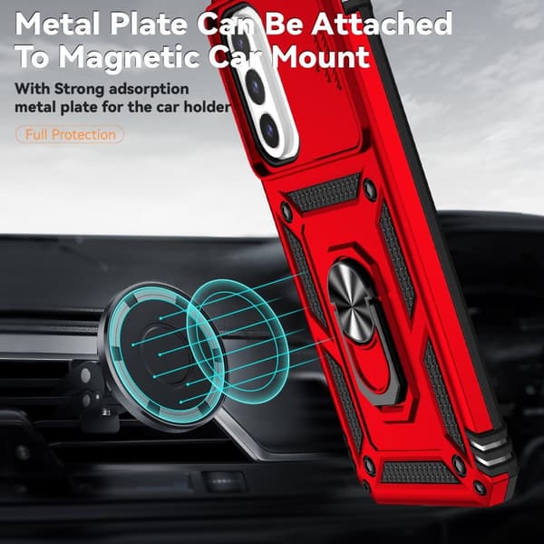SKALO Samsung A26 5G Armor Metalring Kameraskyder Cover - Rød