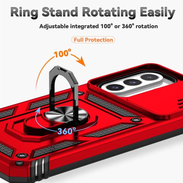 SKALO Samsung A26 5G Armor Metalring Kameraskyder Cover - Rød