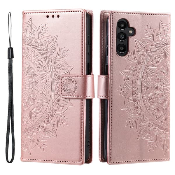 SKALO Samsung A26 5G Mandala Lompakkokotelo - Ruusukulta