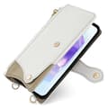 Miniatyrbild 5 av 9: SKALO Samsung A26 5G Litchi Makeup Mirror Chain Plånboksfodral - Vit