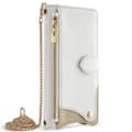 Miniatyrbild 8 av 9: SKALO Samsung A26 5G Litchi Makeup Mirror Chain Plånboksfodral - Vit