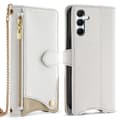 Miniatyrbild 1 av 9: SKALO Samsung A26 5G Litchi Makeup Mirror Chain Plånboksfodral - Vit