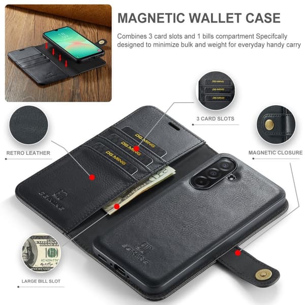 DG MING Samsung A26 5G 2-i-1 Magnet Flip Cover - Sort