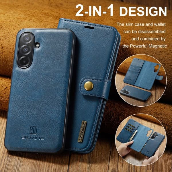 DG MING Samsung A26 5G 2-i-1 Magnet Flip Cover - Blå
