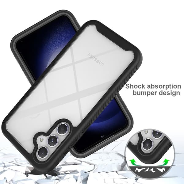SKALO Samsung A36 5G Shockproof Clear Hybrid+Skærmbeskyttelse Cover - Lilla
