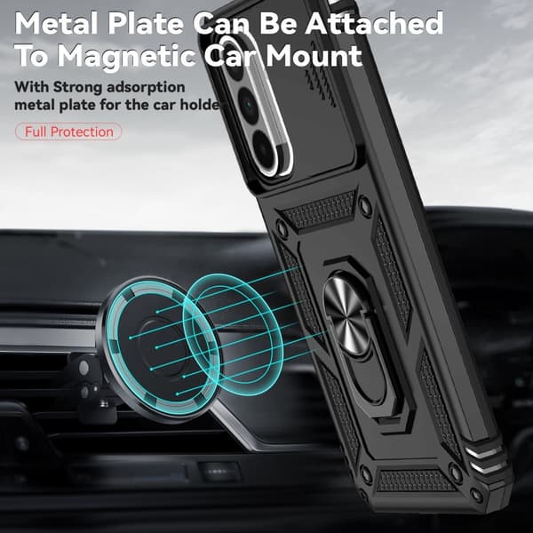 SKALO Samsung A36 5G Armor Metalring Kameraskyder Cover - Sort