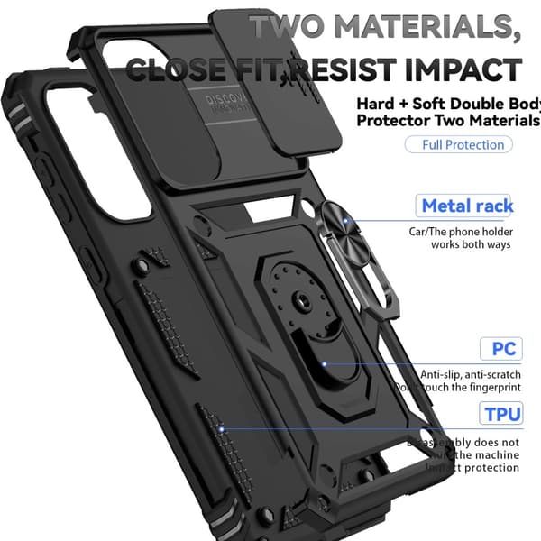 SKALO Samsung A36 5G Armor Metalring Kameraskyder Cover - Sort