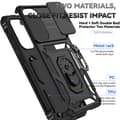 Miniatyrbillede 6 af 10: SKALO Samsung A36 5G Armor Metalring Kameraskyder Cover - Sort