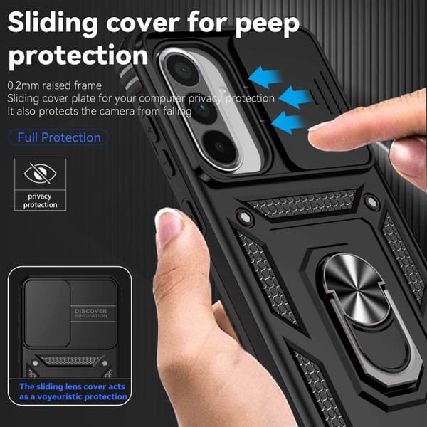 SKALO Samsung A36 5G Armor Metalring Kameraskyder Cover - Sort