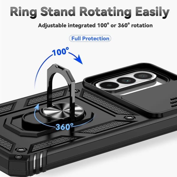 SKALO Samsung A36 5G Armor Metalring Kameraskyder Cover - Sort