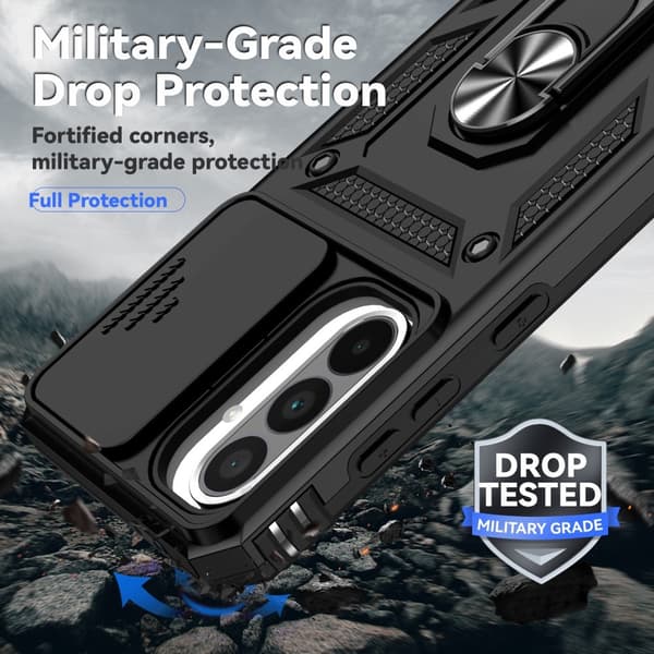 SKALO Samsung A36 5G Armor Metalring Kameraskyder Cover - Sort