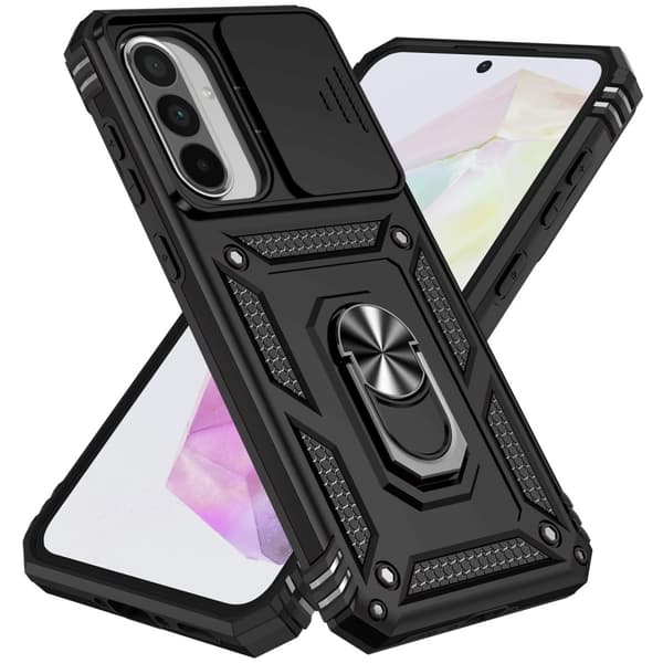 SKALO Samsung A36 5G Armor Metalring Kameraskyder Cover - Sort