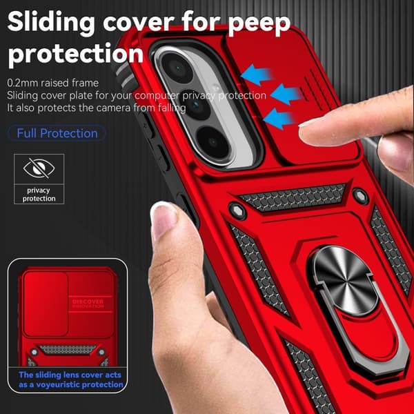 SKALO Samsung A36 5G Armor Metalring Kameraskyder Cover - Rød