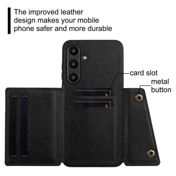 SKALO Samsung A36 5G PU-Läder 2-Kortfack Skal - Svart