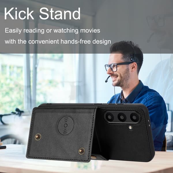 SKALO Samsung A36 5G PU-Läder 2-Kortfack Skal - Svart