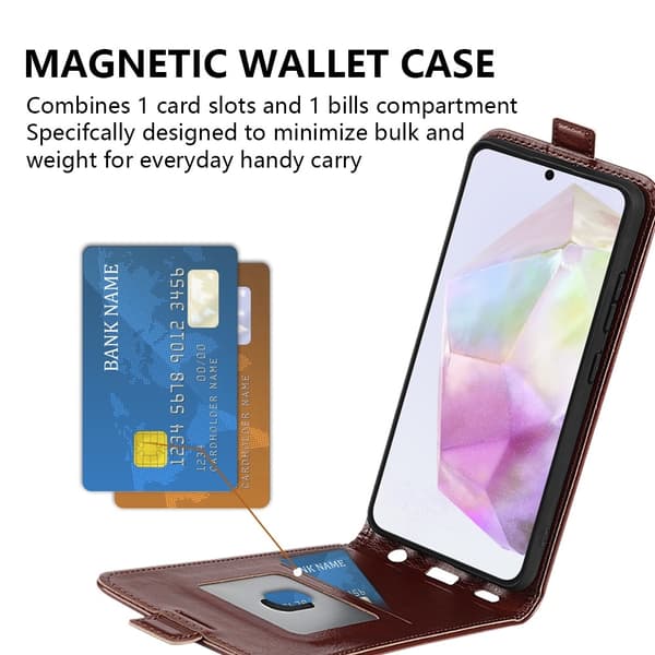 SKALO Samsung A36 5G Vertical Flip PU-Läder Plånboksfodral - Svart