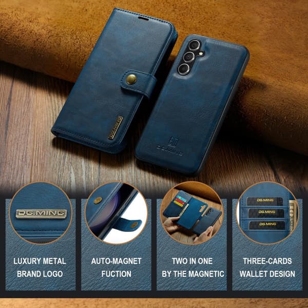 DG MING Samsung A36 5G 2-i-1 Magnet Flip Cover - Blå