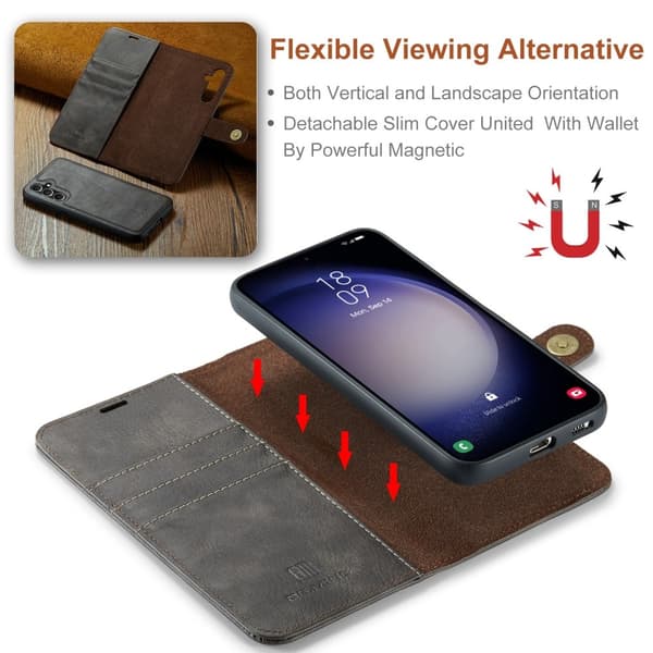 DG MING Samsung A36 5G 2-i-1 Magnet Flip Cover - Grå