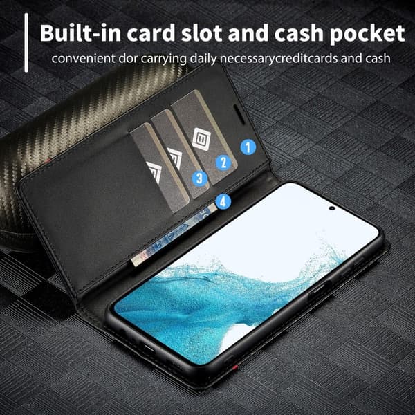 SKALO Samsung A36 5G LC.IMEEKE Carbon Fiber Flip Cover - Sort