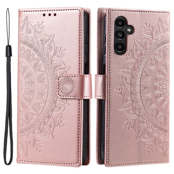 SKALO Samsung A36 5G Mandala Flip Cover - Rosa guld