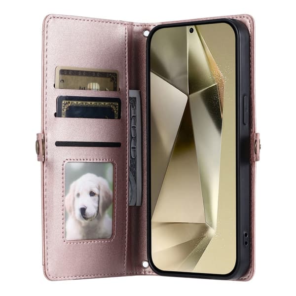 SKALO Samsung A36 5G PU-Nahkakotelo Lompakkokotelo - Ruusukulta