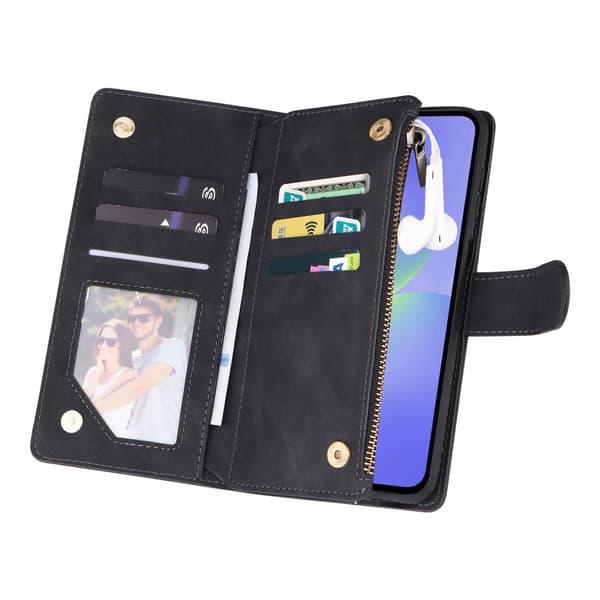 SKALO Samsung A36 5G Zipper PU-læder Flip Cover - Sort
