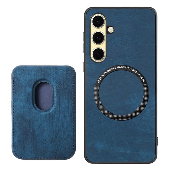 SKALO Samsung A56 5G PU-læder magnetisk kortholder Cover - Blå