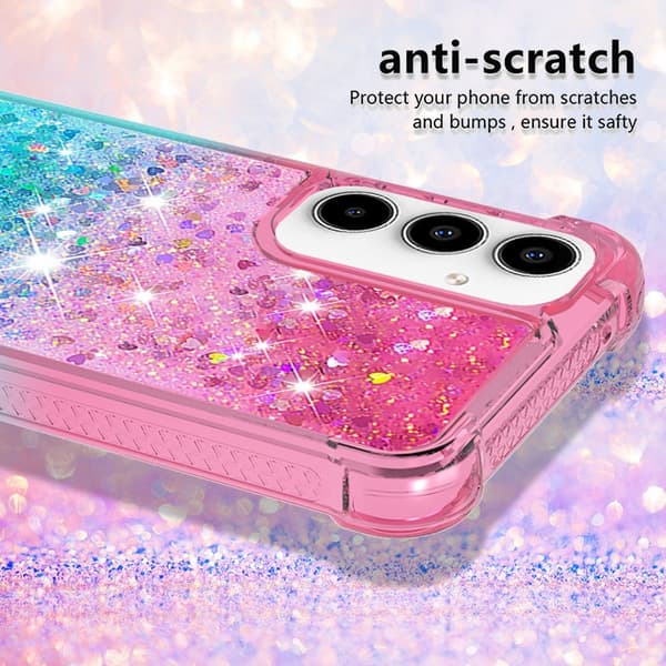 SKALO Samsung A56 5G Kviksand Glitter Cover - Pink-Turkis