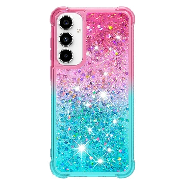 SKALO Samsung A56 5G Kviksand Glitter Cover - Pink-Turkis