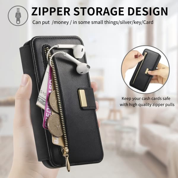 SKALO Samsung A36 5G 2-in-1 Magnet PU-Læder Ring Flip Cover - Sort